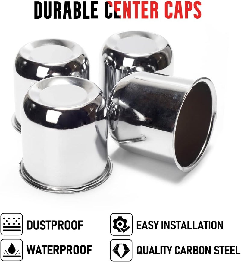 RTRHINOTUNING 4pcs 3.19inch Push Through Wheel Center Caps Chrome Silver Truck Trailer Wheels Center Cap for 3.19" Rims Hole 3.17" Tall - Image 5